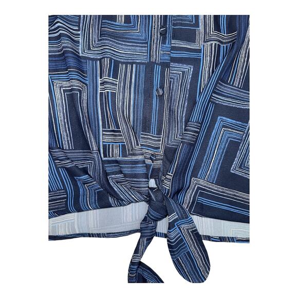 Emaline Womens Blouse Tie Front Button-Down Long‎ Sleeve Size XL - Picture 9 of 9